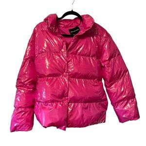 Hot Pink Puffer Jacket, Size Large, NWT!